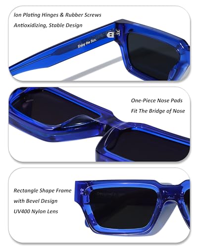 Image of Roneyee Rectangle Sunglasses Men Women Trendy Retro Sunglass UV Protection Fashion Acetate Stylish Square