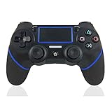 VR SHINECON Mandos psfour ,Mando Inalámbrico para P4/Pro/Slim/ PC Gamepad Wireless Bluetooth Controlador Joystick con Vibración Doble Remoto Compatible para P4 con panel táctil y conector de audio