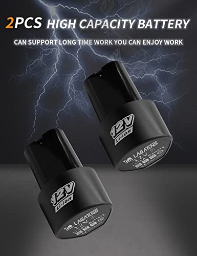 Cordless Drill Set,12V Electric Screwdriver Driver Tool Kit,18+1 Clutch & Variable Speed,3/8-Inch Keyless Chuck，35Nm（310In-Lbs）Max Torque,With 2 Battery & Charger,And Other Accessories #TOP3