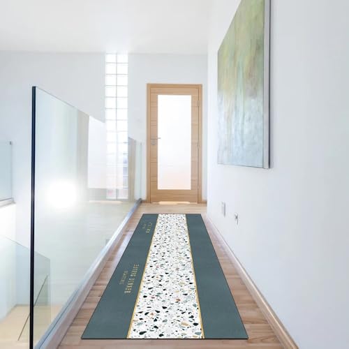 Alfombra verde para pasillo de 70x160 cm lavable moderna 6
