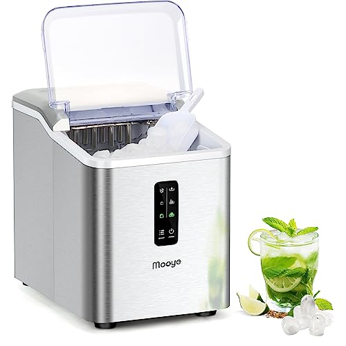 Countertop Ice Maker Machine, 26.5 lbs in 24Hrs, Electric ice Maker and Compact ice Machine with Ice Scoop and Basket, 2 Sizes of Bullet Ice for Home/Kitchen/Office