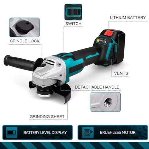 Meuleuse brushless M14 125mm à double batterie 18V de conception supérieure - 4