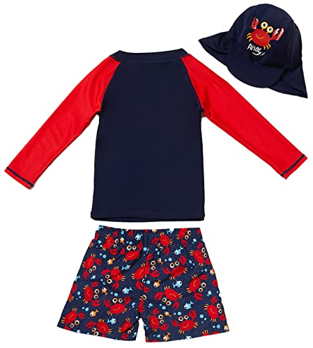 Image of Baby and Toddler Boys' 3-Piece Swimsuit Set Kids Bathing Suit Swimwear with Hat Surfing Suit UPF 50+ FBA