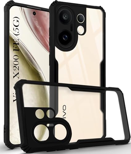 Image of Jkobi Back Cover Case for Vivo X200 FE (Shockproof with Polycarbonate Clear Panel | Professional Black)