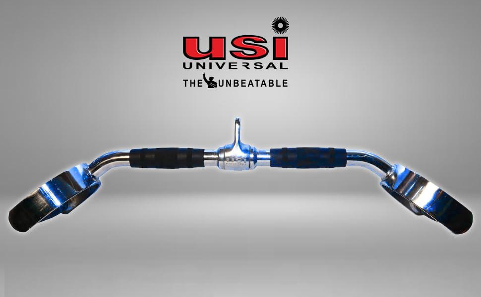 Image of USI UNIVERSAL Cable Machine Attachment LAT Pulldown Attachments Home Gym Triceps Pull Down Attachment Cable Machine Equipments for Home Gym (Silver- LAT Pull Down Bar)