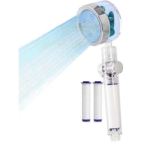 LED shower head High Pressure shower heads, Handheld Turbo Fan Showerhead Pause Switch, Hydro Jetshower head Set with 3 Filters Replacement, water softener hydro shower jet head Cover