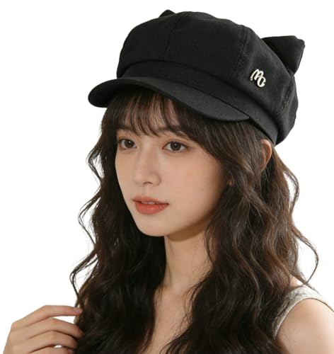 Gorra octagonal de mujer con orejas negras