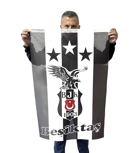 Besiktas BJK Flagge 70 x 105 cm - für Fahnenmast, Türkeifahne aus reißfestem Fahnen-Polyester-Stoff, Hissfahne Quer wetterfest und UV-beständig Türkei