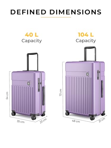 Image of EUME Classic Cabin 55 Cm and Check-in Large 75 Cm Luggage Trolley Bags for Travel - Set of 2 (Violet Ash) | Polycarbonate (PC) 8 Hinomoto Wheels Suitcase | Cabin Trolley Bags | Luggage