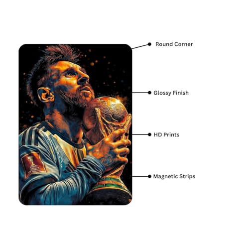 Image of Zesta Bathroom Decor Items Washroom Decor Tin Sign | Aesthetic Posters Wall Poster for Bedroom | Magnetic Cafe Decoration Items /Restaurant Decorations Items | Quirky Home Decor Bar Accent (Messi (3))