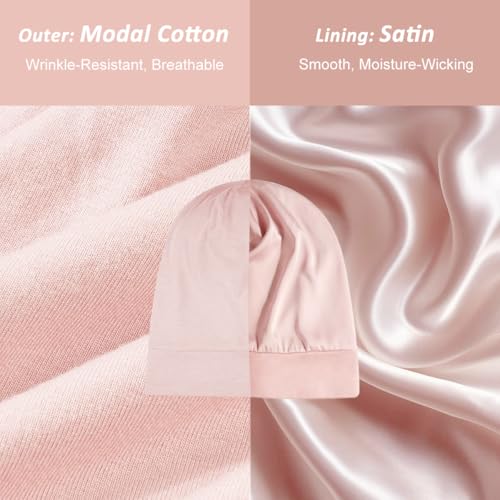 Image of SANNIDHI Sleeping Cap for Women Bamboo Fiber Silk Hair Care Cap for Sleeping Stretchy Postpartum Hair Wrap Cap for Long Hair