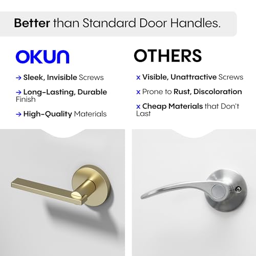Okun Valli Dummy Door Handle, Brushed Champagne Gold Non-Turning Door Lever 1-Pack – Decorative Reversible Interior Handle for Closet, Pantry, Hallway & French Doors, Sleek Modern Design by Okun - Used condition - Image 8