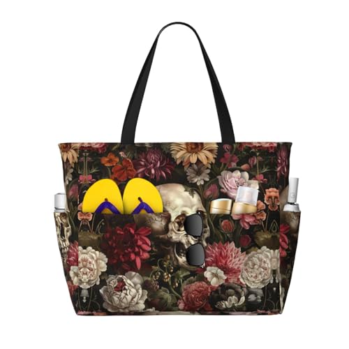 Sac de plage pliable crâne floral grand sac contre le manque de place
