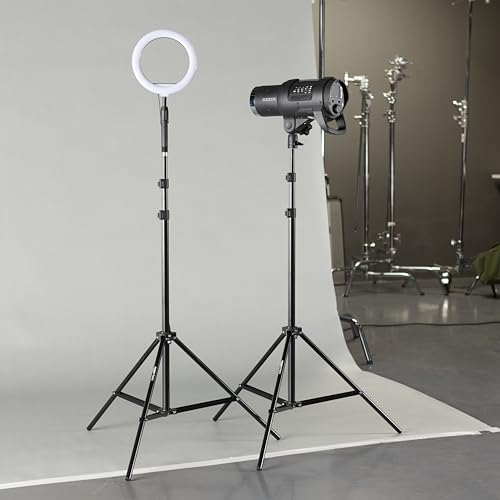 Image of Amazon Basics Portable Aluminum Photography Light Stand Tripod with Case, Adjustable 2.8-6.7 Feet, Pack of 2, Black