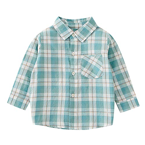 Girls and Toddler Plaid Shirt Button Down Lapel Western Shacket Kids Sport Coat Long Sleeve Cotton Outerwear Poplin