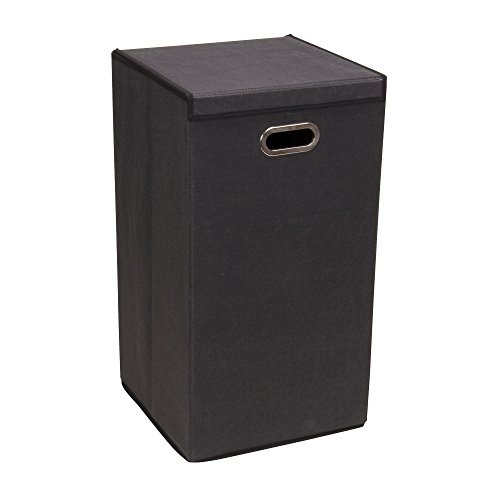 Household Essentials Black 5616-1 Collapsible Single Laundry Hamper with Magnetic Lid