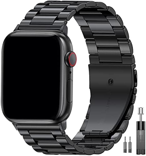 EPULY Compatible with Apple Watch Band 49mm 45mm 44mm 42mm 41mm 40mm 38mm, Business Stainless Steel Metal Watchband for iWatch Strap Ultra SE Series 8 7 6 5 4 3 2 1 Men & Women (Black, 49mm 45mm 44mm 42mm)