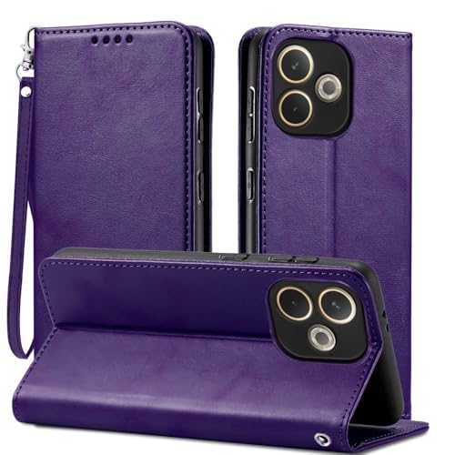 Housse Oppo A5 Pro 5G étui portefeuille magnétique violet