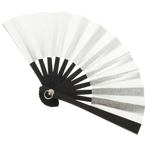 Mikikit Mini Abanico Plegable para Papel Artesanal con Brillo y Varillas Brillantes con Lazo Colgante Portátil para Fiestas Infantiles Baile Línea y Eventos Musicales