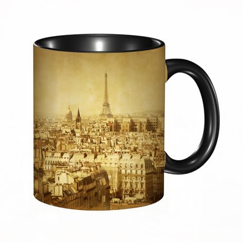 HRRASFAZF Tazza Caffe Latte Te in Ceramica,330 Ml,Tazza Divertente e Originale per Gli,tazza regalo,Torre Eiffel, foto classica della Torre Eiffel Pa
