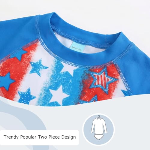 Image of Aisyee Girls Long Sleeve Rash Guard Set Two Piece Swimsuits Tie Dye Bathing Suits for Kids UPF 50+ Swim Shirts