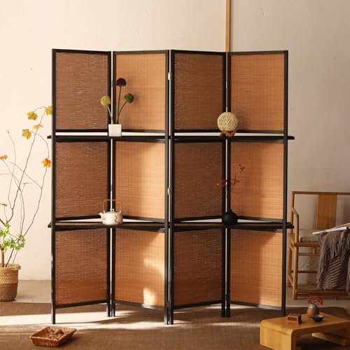 GN2AAIL パーテーション 間仕切り 180*45*4 衝立 高さ180cm タイプ3 部屋 仕切り 目隠し 屏風 スクリーン 軽量 おしゃれ 折りたたみ 飲食店 オフィス 事務所 ナチュラル 4連 竹編み リビング キッチン 和室 玄関 家具 持ち運