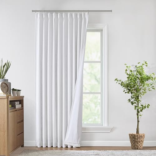 Image of Vision Home White Pinch Pleated Full Blackout Curtains 60 inch Wide Thermal Insulated Window Panels 108 inch for Bedroom Living Room Darkening Pinch Pleat Drapes with Hooks Back Tab 9 FT 60 inchWx108 inchLx1