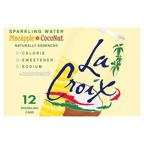 Image of LaCroix Sparkling Water | Pineapple Coconut Flavor | 12-Pack | Naturally Essenced, Zero Calorie, Sodium Free | 12 Fl Oz Cans