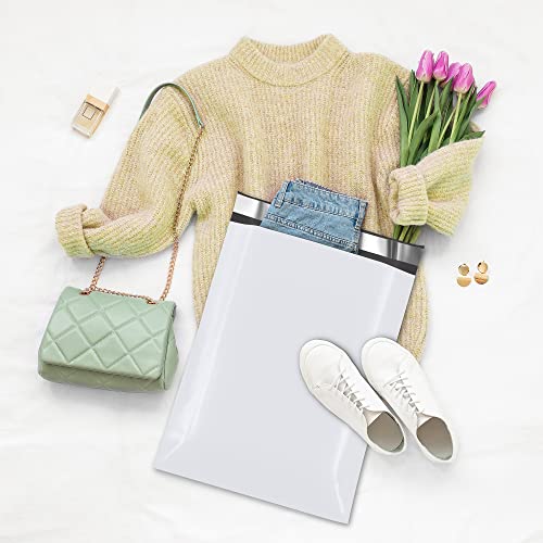Image of Fuxury 2000 Pcs 12x15.5 inch Poly Mailers,Waterproof Mailing Envelopes for Clothing, Strong Adhesive Poly Shipping Postage Bags for Small Business(White)