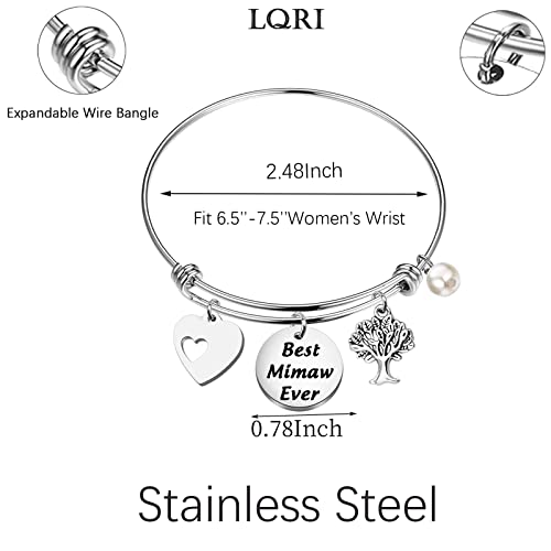 Image of LQRI Mimaw Gifts Best Mimaw Ever Bangle Bracelet Mawmaw Gift Grandma Birthday Gifts from Grandchildren Best Mamaw Ever Gift