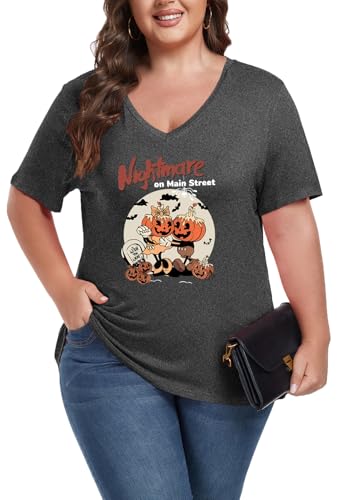 Image of ForHailey Women's Plus Size Short Sleeve Tee Shirt V Neck Basic Ladies Loose Fit T Shirt 1X-5X