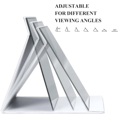 Image of Folding Portable Makeup Mirror with Adjustable Stand | HD Frameless Beveled Design | Travel-Friendly PU Leather Vanity Mirror for Desk, Dresser & Bathroom,Rectangular (White Square Edge Mirror)