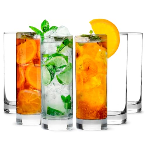 LEMONSODA Premium Highball Glass Set – Elegant Tom Collins Glasses Set of 6-12oz Tall Drinking Water Glasses – Bar Glassware for Mojito, Whiskey, Cocktail