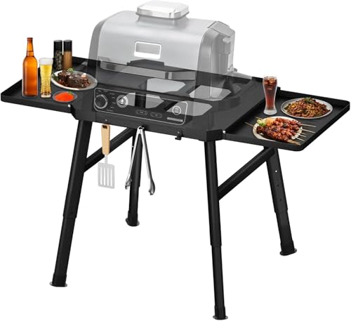 Ninja Woodfire Support de barbecue pour four extérieur Ninja Woodfire et support de barbecue, support mobile, avec table d'appoint, support de four à pizza, accessoires de barbecue