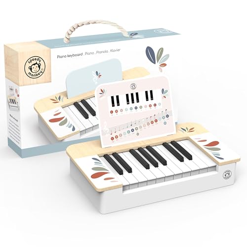 SPEEDY MONKEY Kids Piano Keyboard – FSC Wooden Toddlers Music Toy with Colorful Keys, Educational Digital Mini Piano for Boys & Girls, Interactive Musical Instrument for Beginners & Little Musicians