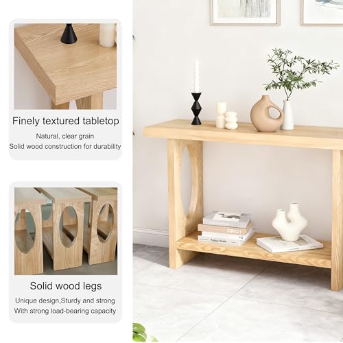 Mesa recibidor entrada madera natural consola pasillo 140cm 7