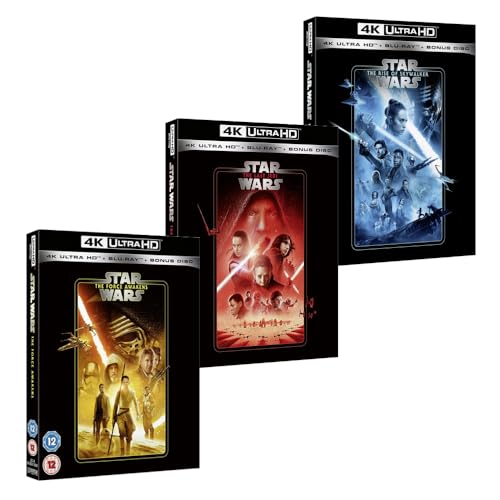 Star Wars Sequel Trilogy Collection : 3 Movie Collection Set (Episodes 7 VII 8 VIII 9 IX) (The Force Awakens/The Last Jedi/The Rise of Skywalker) [4K UHD + Blu-Ray, Region Free]