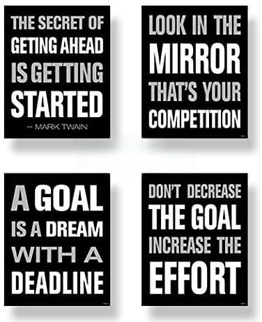 Motivational Posters for Gym, Classroom, Dorm, Office. Inspirational Quotes Makes a Great Gift! Modern Wall Art Set of FOUR (4) (Each poster 8"x10") (Unframed) Certified Print by DigitalFusion U.S.A