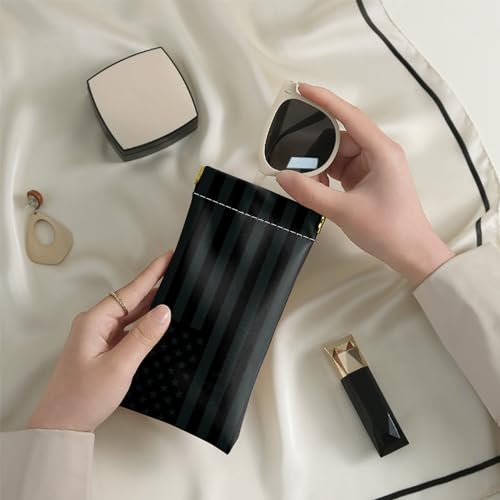 Image of 2 PCS Glasses Eyeglass Sunglasses Case Pouch Soft PU Leather Cute Aesthetic with Cleaning Cloth for Boys Men Man