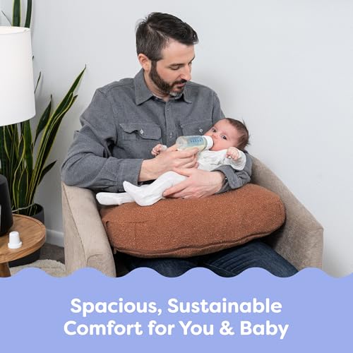 Image of Boppy Nursing Pillow, Luxe Ergonomic Breastfeeding & Baby Feeding Support | High, Firm, Large Area Cushion, Water-Repellent Liner, Washable Cover, Wider Opening, Flexible Fiber Fill - Boucle Chestnut