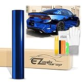 60'x120' (5FTx10FT) Sky Blue Supercast Chrome Vinyl Wrap Sticker Car Auto Vehicle Motorcycle DIY Decal Sheet with Air Release Channel Bubble Free Self Adhesive Peel and Stick Free Tool Kit