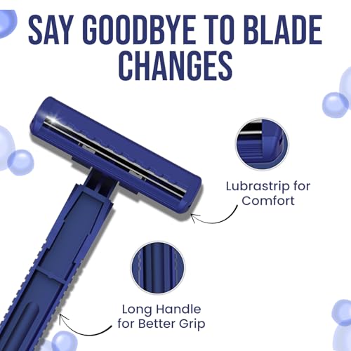 Image of DORCO Klass 2 TD708 Disposable Razors for Men, Pack of 25 | Long Handle for Comfortable Grip | Lubricating Strip for Smooth Glide | Lightweight & Easy to Carry | Convenient Disposable Shaving Razor