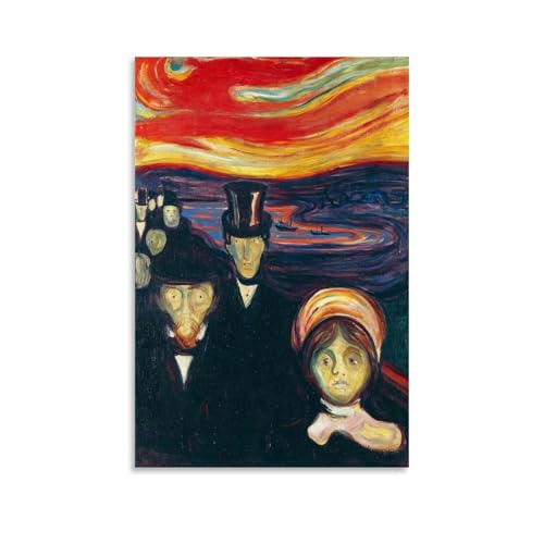 Póster de Ansiedad de Edvard Munch en lienzo de 40x60 cm para decoración