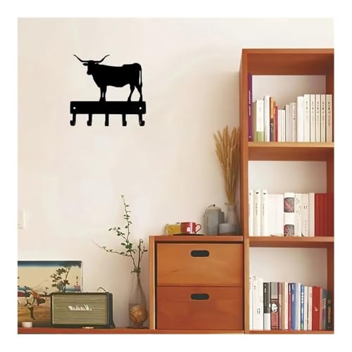 Perchero de pared y estante para llaves en metal negro decorativo de tamaño S 5