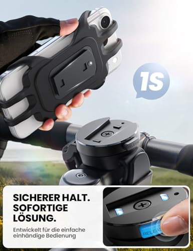 JOYROOM Handyhalterung Fahrrad 2026 Upgrade [Abnehmbar & Silicone Stoßdämpfung] Handyhalter Motorrad 360° Drehbare Lenker Halter für Rennrad, MTB, E Scooter für iPhone 17 16 15 Smartphone 4,7-7,0 Zoll