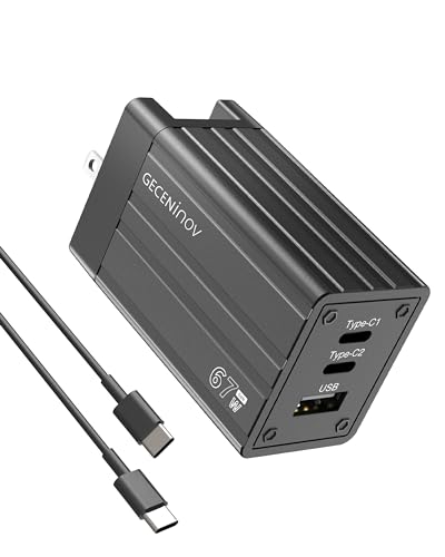 67W/65W USB C Charger,Type C Fast Charging,3 Port GaN with 6 Feet USB C Cable for Travel,Foldable Mac Charger Block for i-Phone,iPad MacBook Air/Pro, Laptop,Samsung,ect