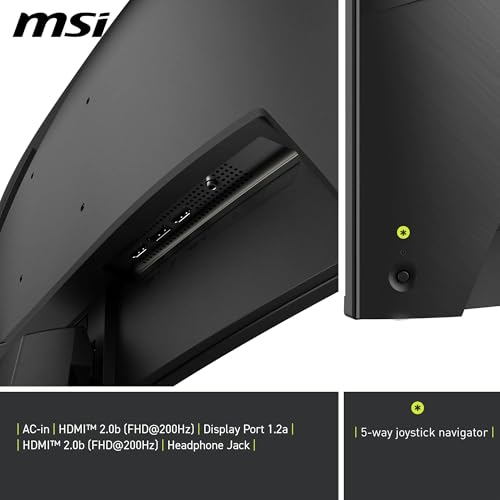 Miniatura 6 de MSI mag 276CFA E20 Monitor Gaming de 27" FHD 1500R, 1920 x 1080 Rapid VA, 200 Hz, 0,5 ms, Compatible con HDR, AMD FreeSync™ Premium, Eye-Care, visión AI, HDMI 2.0b, DP 1.2a, Frameless, Negro