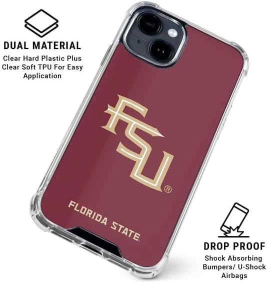 Skinit Clear Phone Case Compatible with iPhone 15 - Officially Licensed Florida State FSU Seminoles Maroon Design