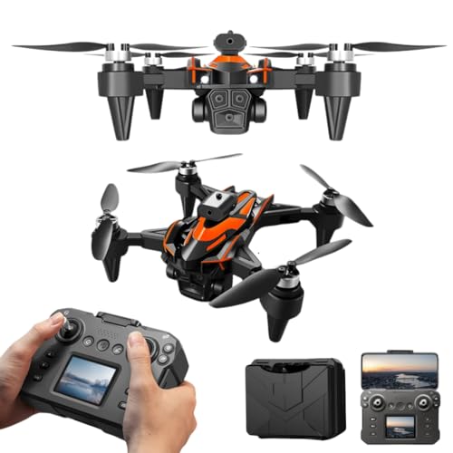 Drone Triple caméra 4K avec Télécommande FPV Écran Intégré, Évitement d’Obstacles, Moteurs Brushless, Drone Intelligent, Vol +/- 30 min, Mode Selfie