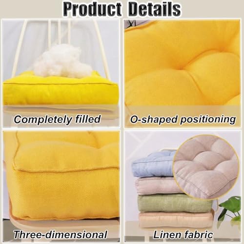 Sitzkissen Stuhlkissen 40x40x9cm für Indoor und Outdoor aus Baumwolle Dicke Polsterung Steppkissen/Bodenkissen, Stuhl Sitzpolster Passt für Haus, Garten, Büro und Autositze,Grau